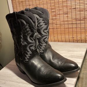 Laredo Mens Birchwood Black Cowboy Leather Western Boots Shoes 15 EW 68450 EUC